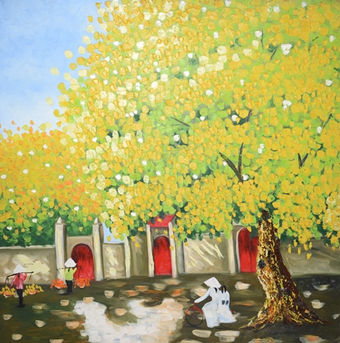 Tranh Sơn Dầu Đi Học